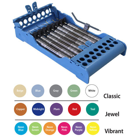 E-Z Jett Cassette 8 Instrument Holder, Beige, open top, round holes