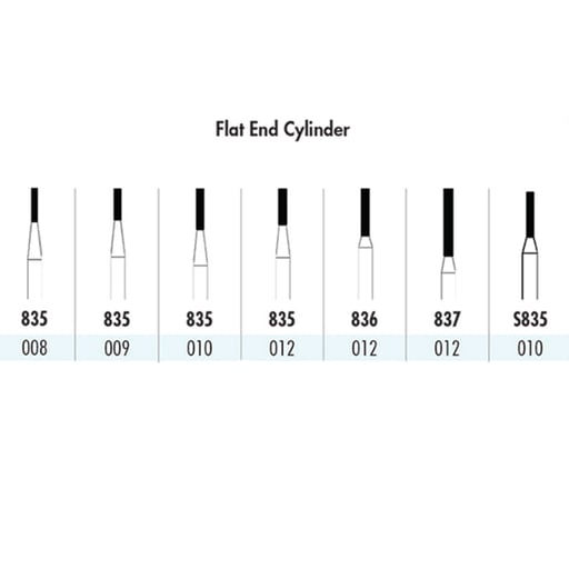 Quala FG #835 008 Flat End Cylinder Single Use Diamond, Coarse Grit, pack of 10