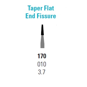 Quala FG #170 taper fissure flat end carbide bur, pack of 10 burs