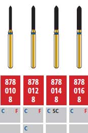 Alpen FG #878.016 Coarse Grit, Beveled Cylinder Diamond Bur. Package of 5 Burs