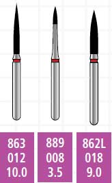 Alpen x1 FG #863.012 Medium Grit, Flame Shaped, Single Use Diamond Bur. Package