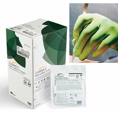GAMMEX Non-Latex PI Green Polyisoprene Surgical Gloves, 50 pairs/box: Size 8