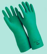 Sol-Vex Nitrile Chemical Protection Gloves, Size 8-8.5, Green, sandpatch