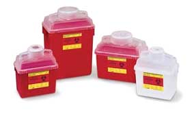 BD Nestable Sharps Containers 24 Quart (6 Gallon), Red Base with Natural Top