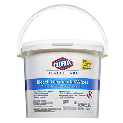 Clorox Germicidal Wipes with Bleach, Pre-Moisted Wipes, 110/Bucket. 2