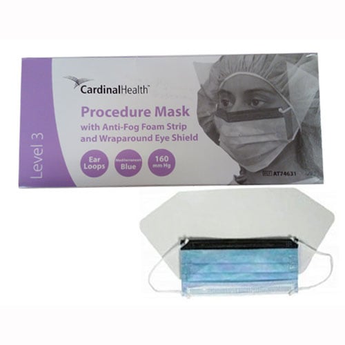 Secure-Gard Earloop Procedure Mask, 25/Bx, With Wraparound Eye Shield