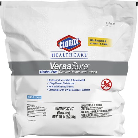 Clorox HealthCare Versasure Wipes, 110/Pouch Refill, Alcohol-Free.