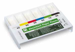 Hygenic X-Fine Absorbent Paper Points, White. Box of 200 Points