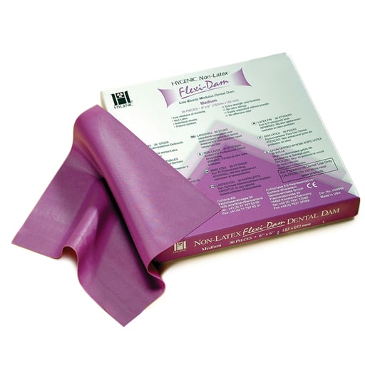 Hygenic Flexi 6" x 6" Flexi Medium Gauge Violet Unscented Non-Latex Dental Dam