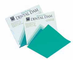 Hygenic 5" x 5" Medium Green Non-Latex Dental Dam, Package of 15