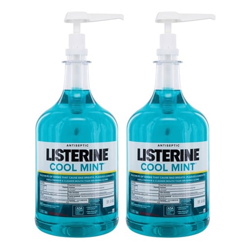 Cool Mint Listerine Mouthwash 2 - 1 Gallon Bottles and Pump