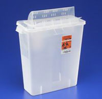 Sharps Container 5 quart Transparent Red, Always-Open Lid. 11"H x 4-3/4"D x