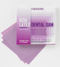 Crosstex 6" x 6" Medium, Purple, Peppermint Flavored, Non-Latex Dental Dam. Box