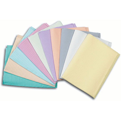 Polyback Blue Patient Bibs plain rectangle (13" x 19") 3 Ply Paper/1 Ply Poly