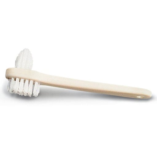 Medline Denture Brushes - Ivory, Two sided, 144/Bx. Firm plastic bristles