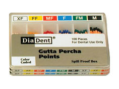 DiaDent Medium-Large, White Gutta Percha Points, Hand Rolled, Spillproof box