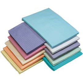 Dry-Back Patient Bibs AQUA 13" x 18" 2-Ply Paper/1-Ply Poly, Plain Rectangle