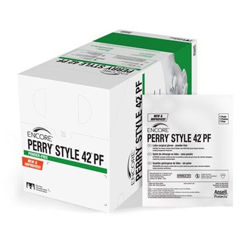 ENCORE Perry Style 42 PF Latex Surgical gloves: Size 6-1/2, Sterile