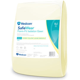 SafeWear Form-Fit Isolation Gown - Sunny Yellow - Regular, pack of 12. Made