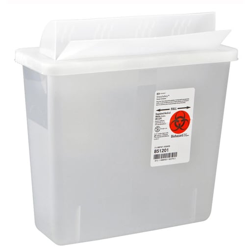 Monoject Sharps In-Room Container, Always-Open Lid, Case of 20 x 5 Quart