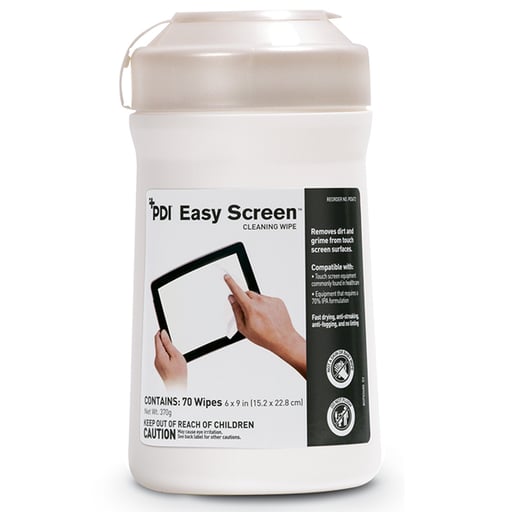 PDI Easy Screen Cleaning Wipe, 6"x9", 70/Canister. 70% Isopropyl Alcohol (IPA)