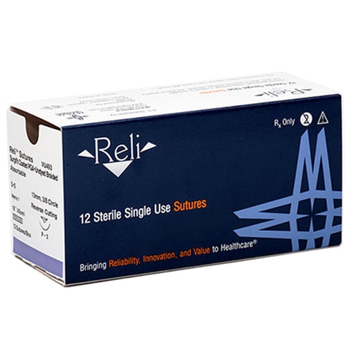 Reli 3/0, 27" Coated PGA Undyed Braided Sutures with C-6 reverse-cutting 19mm