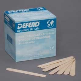 Defend Tongue Depressors - Adult 6" 500/Pk. Non-sterile, 100% wood, smooth