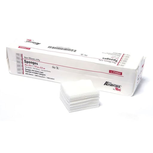 Pro Advantage 2" x 2" 4-Ply Non-Sterile, Non-Woven Gauze Sponge, 4000/Case