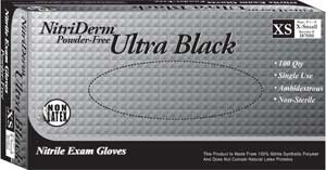 NitriDerm Ultra Black Nitrile Examination gloves: Extra-Small, Non-Sterile