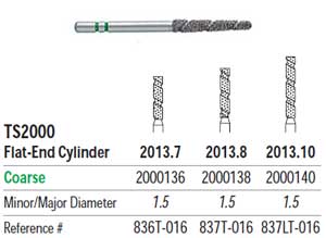 TS2000 Speed Cut Diamond FG #2013.10 Cylinder Flat End Coarse, pack of 5