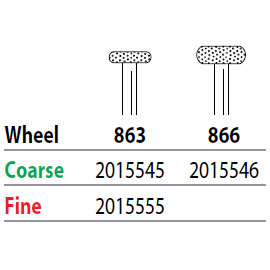Two Striper FG #863 Fine Wheel shaped Diamond Bur. Pack of 5
