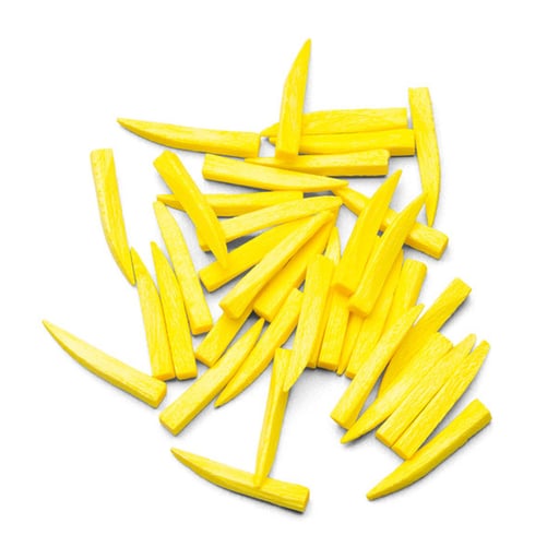 Rainbow Wedge Yellow 15mm Strong Wooden Wedges, Anatomically Contoured, Box of 100.