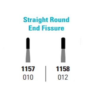 Quala FG #1158 Straight Round End Fissure Carbide Bur, Pack of 10 Burs