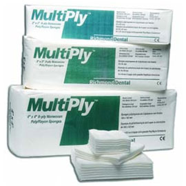 MultiPly 3" x 3" 8-ply Non-Woven Sponges 2500/Cs. Non-Sterile Rayon/Poly Sponges