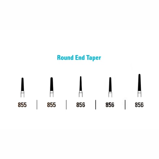 Quala FG #855 016 Round End Taper Single Use Diamond, Medium Grit, pack of 25