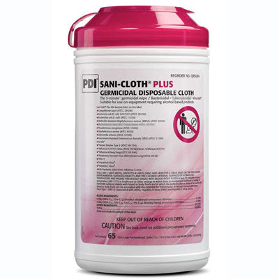 Sani-Cloth Plus Extra-Large Wipes (7.5" x 15") 65/Canister. 3 min germicidal