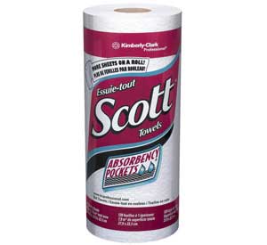 Scott 1-Ply Perforated Roll Towels, 11" x 10.7", 128 Sheets per Roll, Case