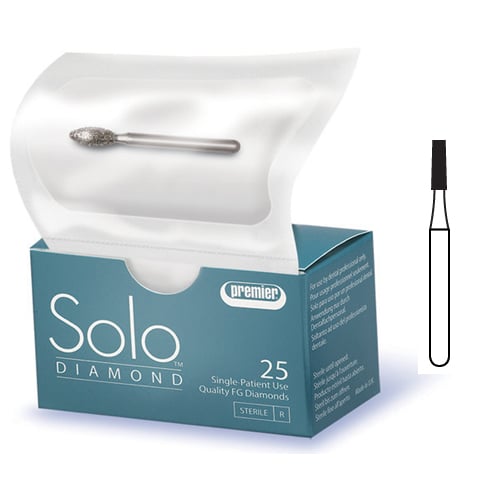 Solo FG 557 medium grit operative diamond bur, single use, sterile, 25/pk