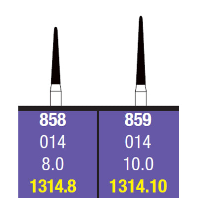 Spring FG #1314.10 Medium Grit Pointed Cone single-use diamond bur, pack of 10