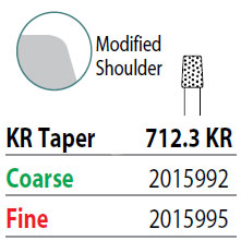 Two Striper FG 712.3 KR Taper Coarse Diamond Bur, Pack of 5. KR Modified