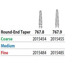 Two Striper FG 767.9 Fine Diamond Bur Round-End Taper. Pack of 5