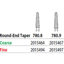 Two Striper FG 780.9 Fine Diamond Bur Round-End Taper. Pack of 5