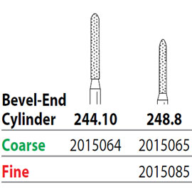 Two Striper FG #248.8 Coarse Diamond Bur, Bevel-End Cylinder. Pack of 5