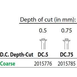 Two Striper FG DC 0.75 Coarse Diamond Burs, Depth-Cut. Pack of 5
