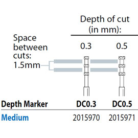 Two Striper FG DC 0.5 Coarse Diamond Burs, Depth Marker. Pack of 5
