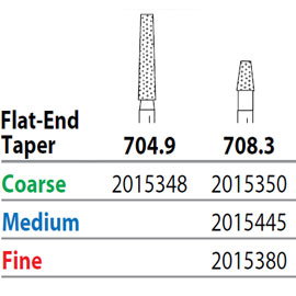 Two Striper FG 708.3 Coarse Diamond Bur Flat-End Taper. Pack of 5