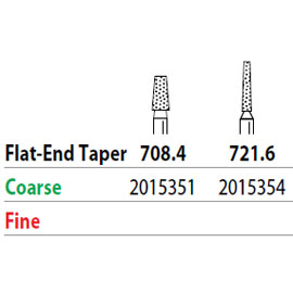 Two Striper FG 721.6 Coarse Diamond Burs, Flat-End Taper. Pack of 5