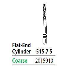 Two Striper ShortCut FG 515.7 S Coarse Diamond Bur Flat-End Cylinder, Short