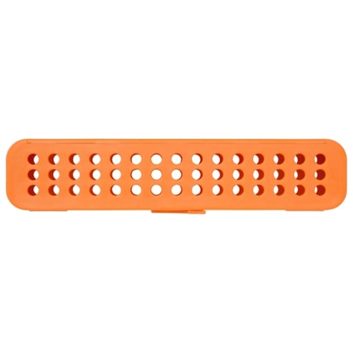 Steri-Container, Compact - Neon Orange 7-1/8" x 1-1/2" x 1-1/2", Holds 12-15