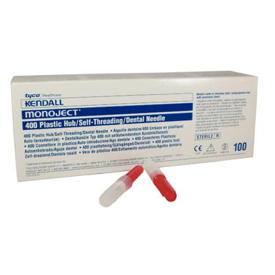 Monoject #400 25 gauge Short (.75") sterile disposable RED plastic hub needles